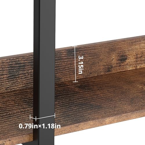IRONCK Book Shelf Triple Wide Bookshelves 5 Tiers with Back Fence