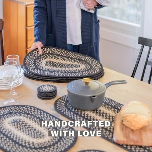 Homespice Manchester Jute Braided Coasters, Round 4" Set of 6