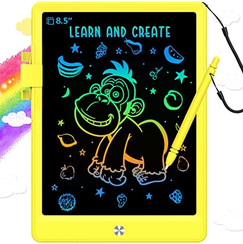 BUKEBU LCD Writing Tablet,8.5 inch Colorful Doodle Board for Kids (Yellow)