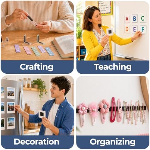 Kraftex Magnetic Tape Dispenser: 25ft x 3/4" Magnetic Strips with Adhesive Backing. Sticky, Flat Magnets for Crafts, Magnet Labels & Stickers. Magnets with Adhesive Backing Great for Home and School