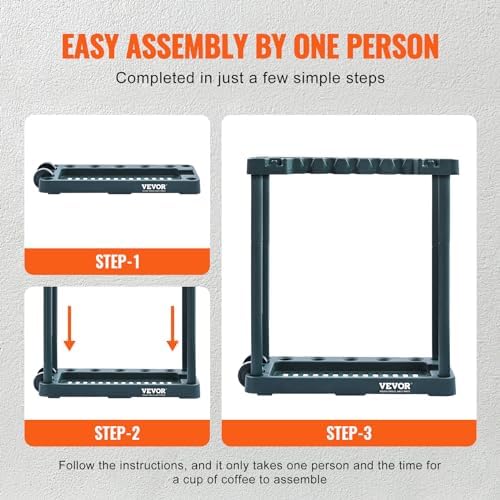 VEVOR Garden Tool Organizer, 10 Slots, Yard Tool Tower Rack for Garage Organization and Storage, Hold Long-Handled Tool/Rake/Broom/Shovel, PP Garden Tool Stand Holder Organizer for Yard, Shed, Outdoor