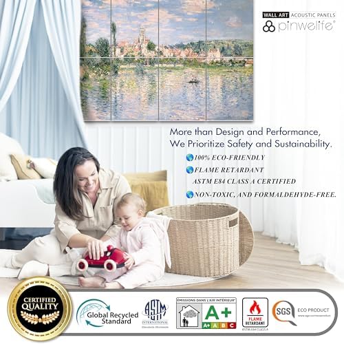 PINWELIFE® Masterpiece Acoustic Art Panels, 8-Pack 12"×16" Sound Absorbing Panels, Decorative Acoustic Wall Art, Noise and Echo Cancelling for Home Studio/Office, Nano Tape Included