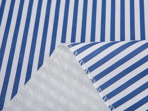 LIBERECOO 60" Square Vinyl Tablecloth with Flannel Backing, Blue Stripe Stain-Resistant Tablecloths Waterproof Oil-Proof Wipeable Table Cover for Indoor/Outdoor Picnic, BBQ
