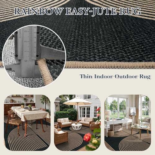 Lahome Modern Rainbow Easy Jute Rug, Washable Rugs 8x10 for Living Room