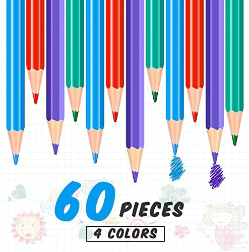Tatuo 60 Pcs Pencils Pre Sharpened Checking Pencils with Eraser Erasable Colored Pen for Map Coloring Tests Sketch School Office Editing Kids Adults Favors Grading(Lovely Color)