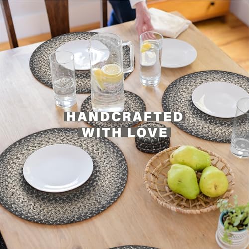 Homespice Flint Hill Jute Braided Placemats, Round 15" Set of 6