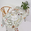Country Forest Tablecloth, Wild Animal Hare Squirrel Owl Snake Snail Flowers Mushroom Table Cover for Tea Party Weddings Indoor Outdoor Dining 60x90in