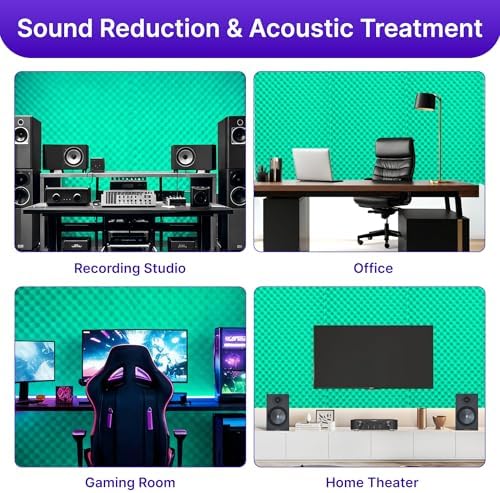 2 Pack Sound Proof Foam Panels for Walls, 48" x 24" x 2" Self-Adhesive Acoustic Panels, High Density Egg Crate Sound Dampening Panels for Recording Studio, Home Office