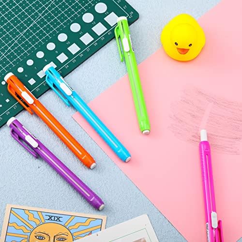 Teling 30 Pcs Retractable Mechanical Eraser Pen, School Pen-Style Erasers Pencil Click Bulk for School Office Painting Writing Drawing Drafting Sketching Adults Kids Supplies(Multicolor)