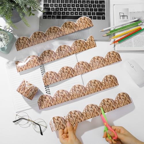 Zonon 65.6 Ft Woven Bamboo Bulletin Board Border Farmhouse Classroom Decor
