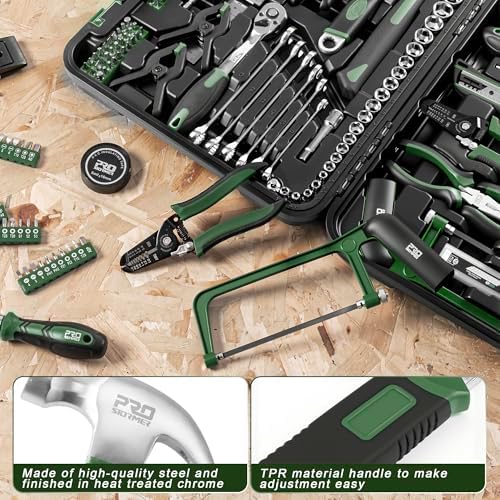 Prostormer 259-Piece Tool Kit, Household Essential Tool Set, Green