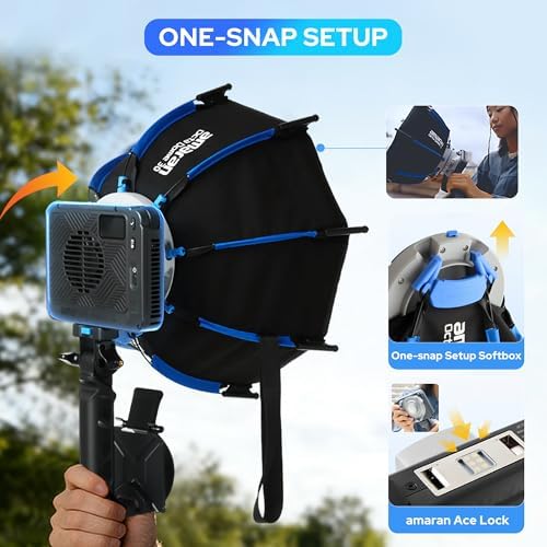 Aputure Amaran Ray 60C Led Portable Video Light,CCT 1,800K-20,000K Photography Light with Softbox Portable Bag (60W)