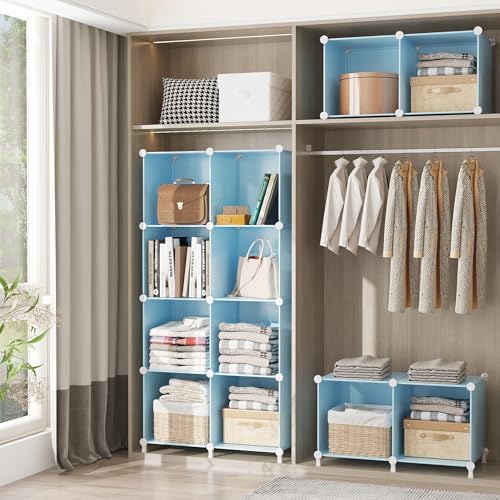 AWTATOS Cube Storage Organizer, Closet Organizers, 6 Cube Shelf, Blue