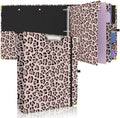 2 Inch 3 Ring Binder, Round Ring Binder with 6 Tab Dividers, 2 Interior Pockets, Cute Binders Clipboard with Storage for Letter-Size, Folders Organizer for School Office, Portfolio (Cheetah Spots)