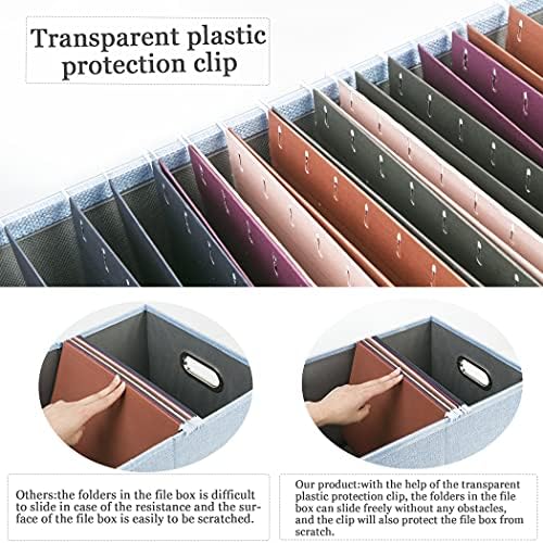 Oterri 2 Pack File Storage Organizer, Filing Box, Portable File Box with Lid, Fit for Letter/Legal File Folder Storage, Document Organizer, Sky-blue