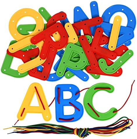 READY 2 LEARN Lacing Alphabet | Uppercase | 26 Letters | 8 Laces | Threading Toy for Kids | Fine Motor Toy | Letter Recognition and Early Spelling
