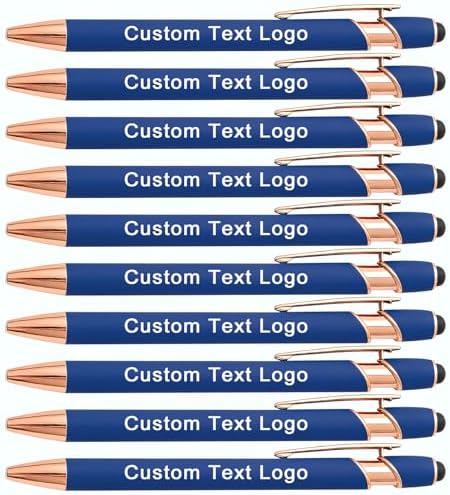 Personalized Pens Ballpoint with Stylus, Lake Blue, 10 Pcs