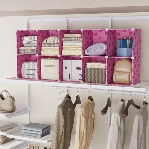 UNKU 6 Cube Storage Organizer, Closet Organizer Storage Shelves,Pink