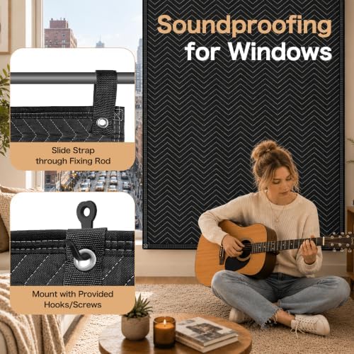 48"x 80" Sound Absorbing Studio Blanket Panel with Grommets for Wall Hanging,Extra Large Sound Dampening Blanket,Noise Cancelling Studio Acoustic Curtain/Light Blocker/Soundproof Moving Blanket