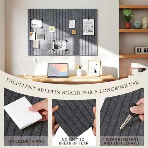 JBER Cork Board Alternative, 6 Pack 36" x 24" Felt Board, Dark Gray