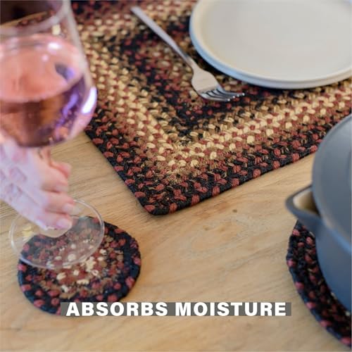 Homespice Prescott Braided Coasters for Primitive Decor, Round 4" Set of 6