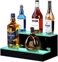 MESAlLUP Acrylic 16 Inch 2 Tier LED Liquor Bottle Display Shelf, Lighted Bar Shelves with APP or Remote Control, Mulit Color Lighting for Home Mini Bars Decor, Restaurants & Party Use