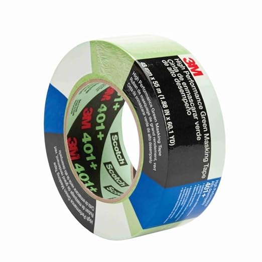 3M High Performance Green Masking Tape 401+, 48 mm x 55 m, 1 Roll | Superior Adhesion, Clean Removal, Highly Conformable, Paint-Bleed Resistant