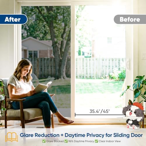 SUNBABY Window Privacy Film, One Way Mirror & Heat Blocking, 17.5"x118.1"