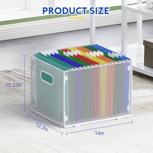 samstar Hanging File Organizer, Mesh File Folder Organizer Crate Cabinet Inserts Storage Box, Letter Size,White