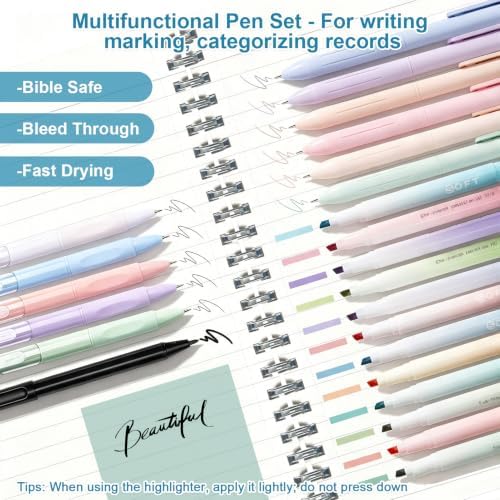 BtyHomShelf Bible Study Supplies, 50 Pack Bible Journaling Kit for Women with Tabs, Highlighter Set,Notebook, Pen Case and Storage Bag,No Bleed Annotation Kit for Christian Gifts (50PCS,Blue Floral)