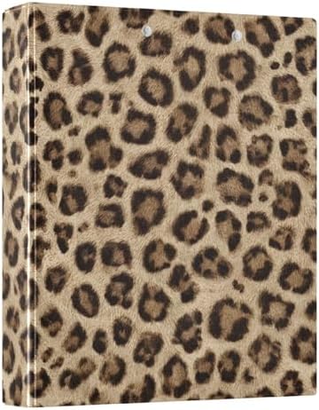 Brown Leopard Print 3 Ring Binder 1.5 Inch Decorative Hardcover File Folder for School Office Papers Portfolio Planner Organizer Recipe Binders 1 Pc