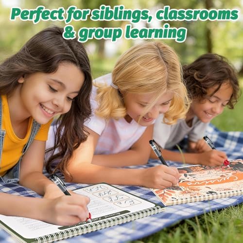 4-Pack Reusable Grooved Cursive Handwriting Workbooks with Disappearing Ink