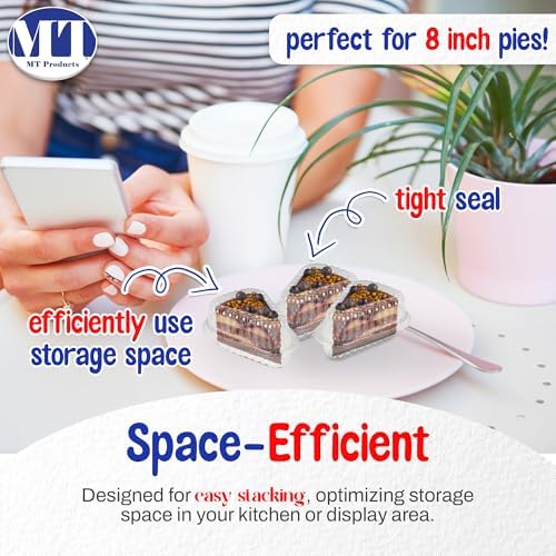 MT Products Hinged Extra Small Plastic Pie, Cheesecake, Cake Slice Container for Small Pies and Cakes (Pack of 20) - Made in The USA