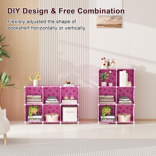 UNKU 6 Cube Storage Organizer, Closet Organizer Storage Shelves,Pink