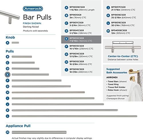 Amerock 7-9/16" Bar Pulls Sterling Nickel Drawer Pull
