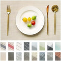 Placemats Set of 8 Vinyl/Plastic Woven Place Mats for Kitchen Table Indoor/Outdoor Washable Placemat Wipeable Dining Table Mats (Beige,8)