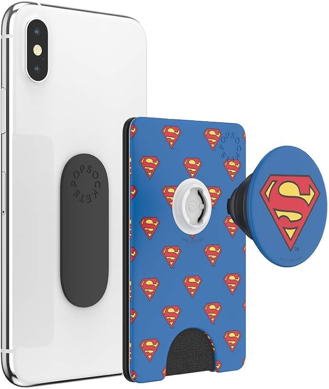 PopSockets Adhesive Phone Wallet and Card Holder with Grip, Marvel - Superman Pattern