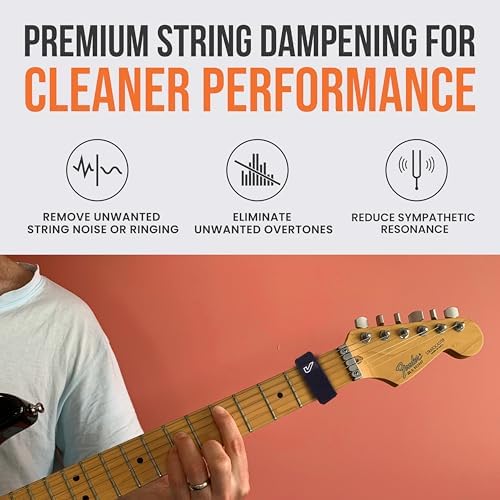 Gruv Gear Fret Wrap & Guitar Mute, Fretwrap for Acoustic, Electric & Bass | String Dampener Recording, Tapping & Practice Accessory (3 Pack, Medium Black, Fits 5 String Bass, 7 String Guitar)