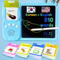 Writing Tablet with Bilingual Flash Cards for Kids, Korean, Blue