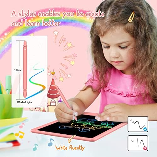 BUKEBU LCD Writing Tablet,12.5 inch Colorful Doodle Board for Kids (Pink)