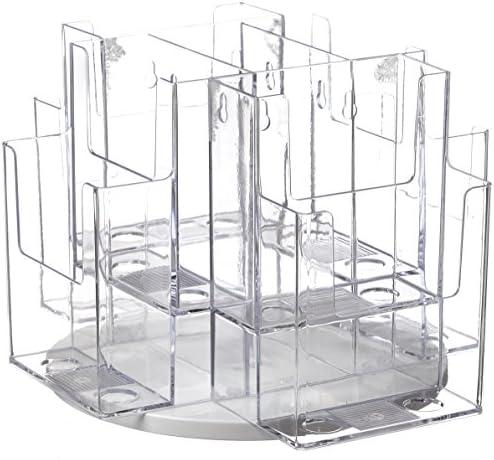 Azar Displays 252805 8-Pocket Tri-Fold Brochure Counter Display Revolves on a 9" Base