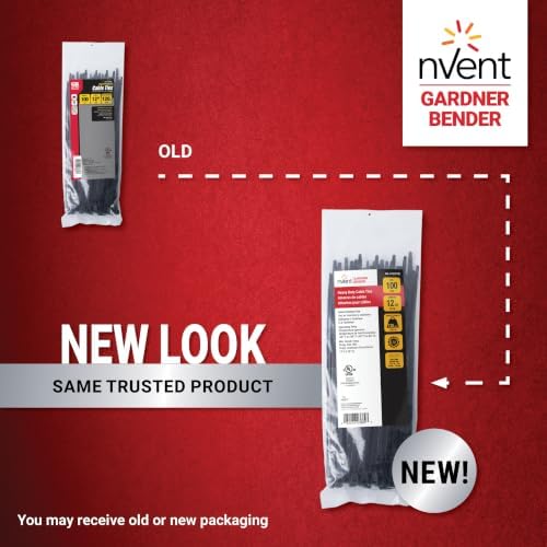 Gardner Bender 46-412UVB Heavy-Duty, DoubleLock, Cable Tie, 12 Inch., Tensile Strength, Wire / Cord Management Industrial and Household Use, Nylon Zip Tie, 100 Pk., UV Resistant Black