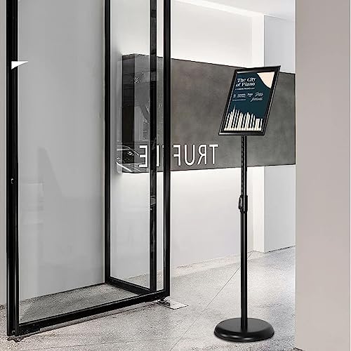 Adjustable Heavy Duty Poster Sign Holder Stand Floor Sign Stand Aluminum Snap Open Frame for 8.5 x 11 inches both Vertical and Horizontal view Displayed Used for Living and Business(Black-2pack)