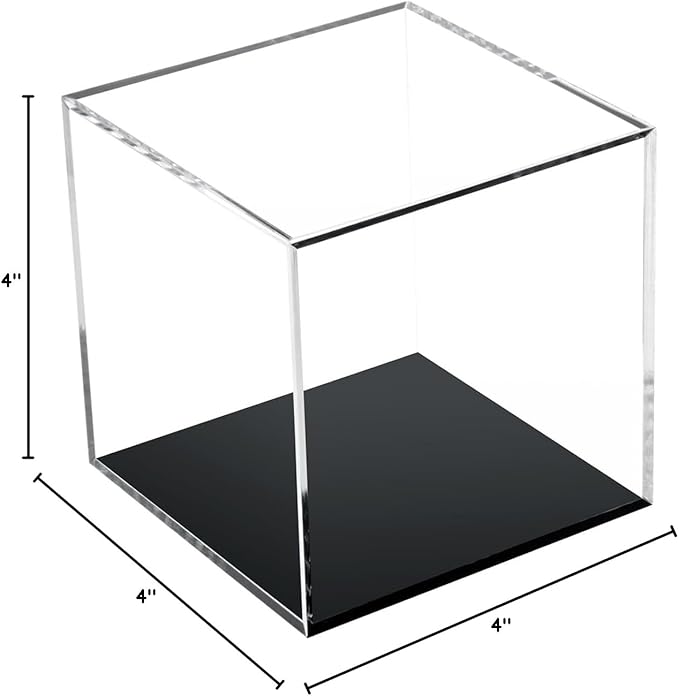 4x4x4Inch Transparent Acrylic Cube Containers with Lid Storage Box | Square Action Figures Home Storage Organizing Toys Craft Supplies Display Case, Countertop Plexiglass Display Case