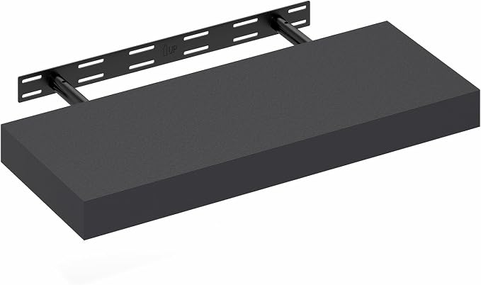 Furinno Tanna Floating Shelves for Wall, 9 x 24 Wall Shelf, Single Set Wall Mounted Floating Shelf with Invisible Bracket, 2-Inch Thick, for Bathroom, Living Room, Bedroom, Home Office, Americano