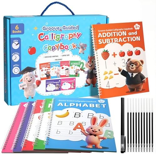 KAK Magic Grooved Writing Practice 6 Books Ages 3-8 w/Pen Grips