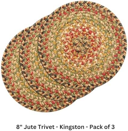 Homespice Kingston Braided Trivets Ideal as Hot Pads, Round 8" Set of 3