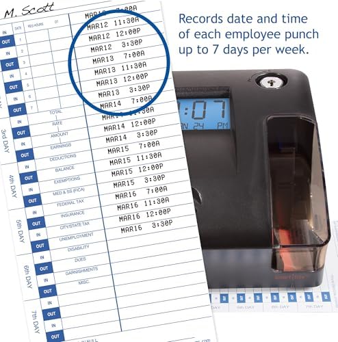 Pyramid Time Systems - 3600SS Dual Function Time Clock and Document Stamp | With SmartSite LED Alignment and Tri-View Window, Includes 25 Time Cards, Ribbon, 2 Security Keys