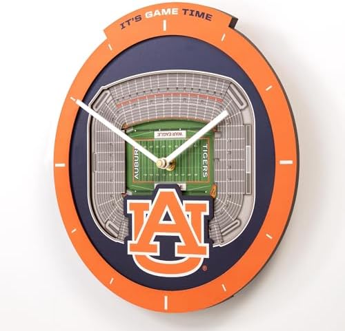 YouTheFan NCAA Auburn Tigers StadiumView 3D Wall Clock