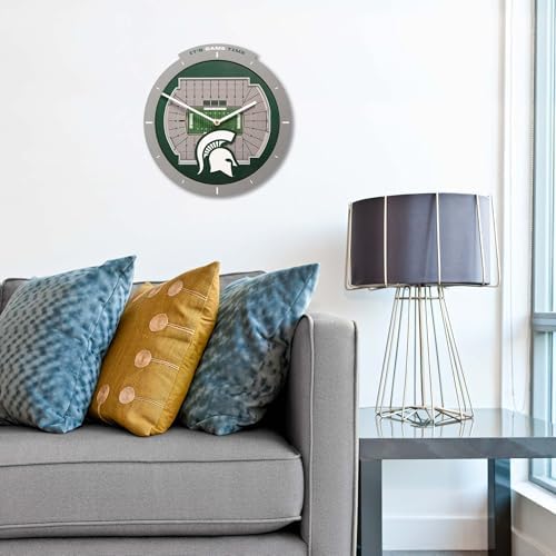 YouTheFan NCAA Michigan State Spartans StadiumView 3D Wall Clock